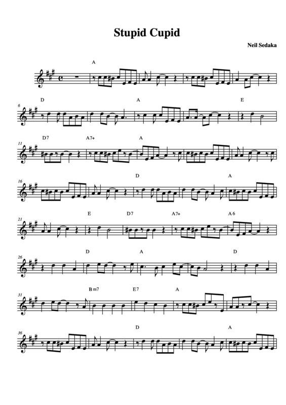 Partitura da música Estupido Cupido