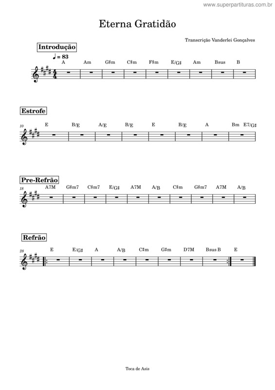 Partitura da música Eterna Gratidão v.2