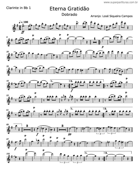 Partitura da música Eterna Gratidão