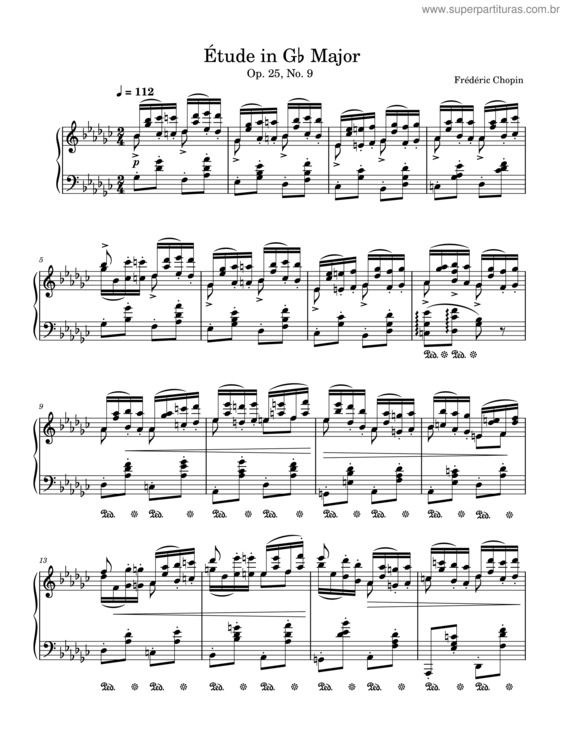 Partitura da música Étude In G? Major, Op. 25 No. 9