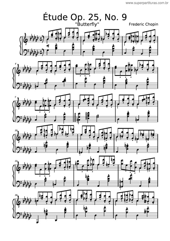 Partitura da música Etude Op. 25, No. 9