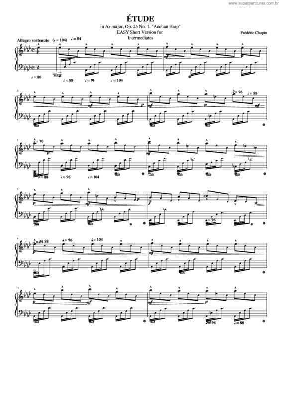 Partitura da música Etude Op. 25 N° 1