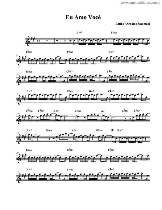 Partitura da música Eu Amo Você