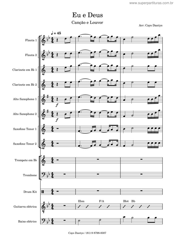 Partitura da música Eu E Deus