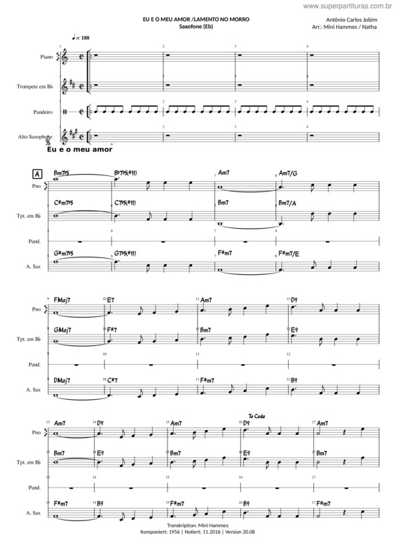 Partitura da música Eu E O Meu Amor