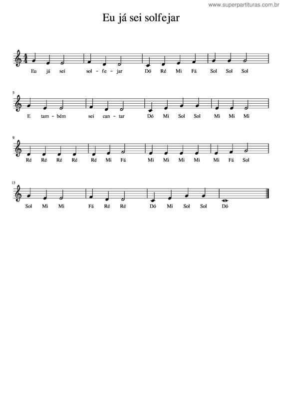 Partitura da música Eu Já Sei Solfejar