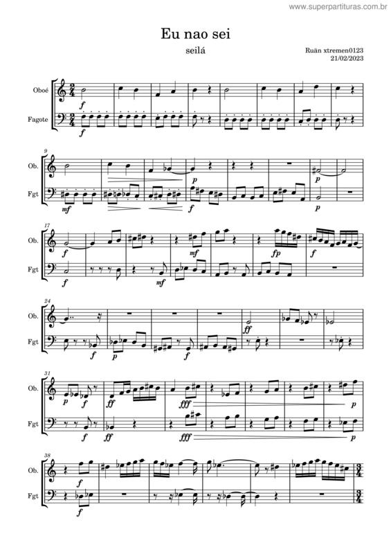 Partitura da música Eu Nao Sei 2