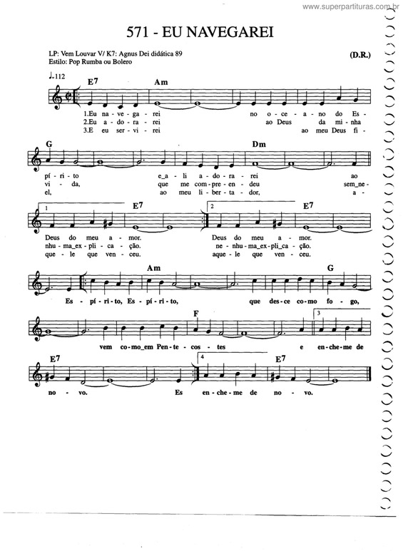 Partitura da música Eu Navegarei v.4