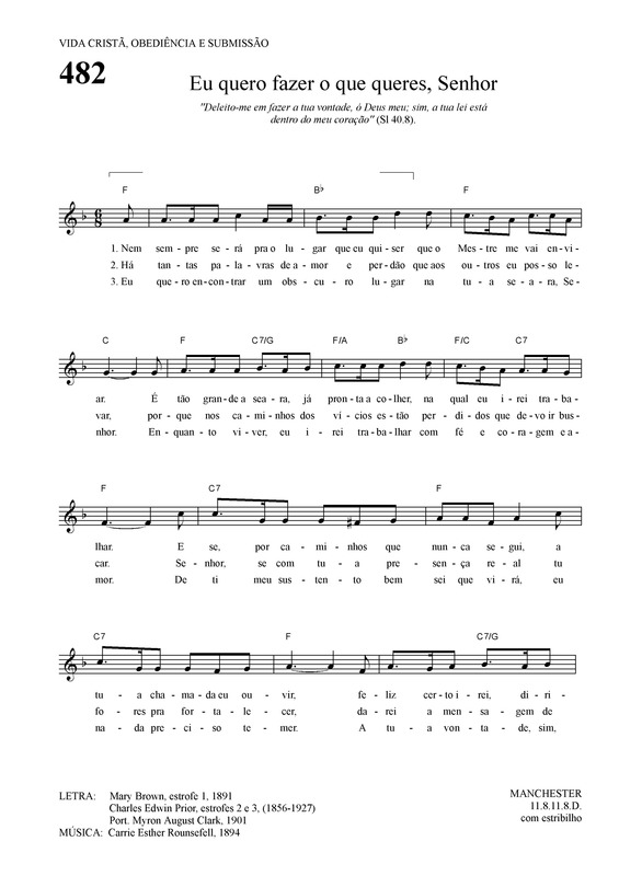 Partitura da música Eu Quero Fazer O Que Queres Senhor