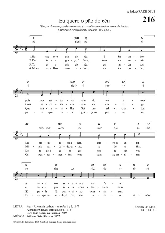 Partitura da música Eu Quero O Pão Do Céu