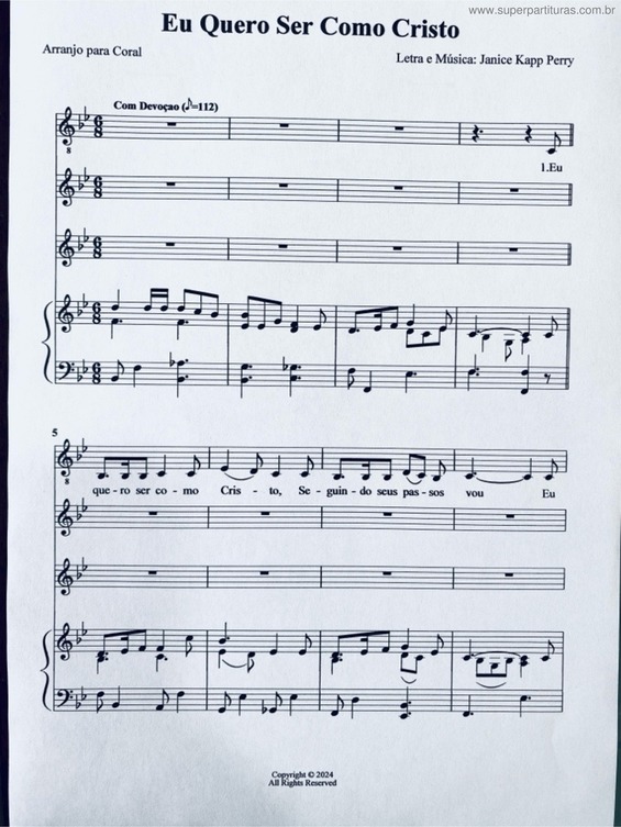 Partitura da música Eu Quero Ser Como Cristo