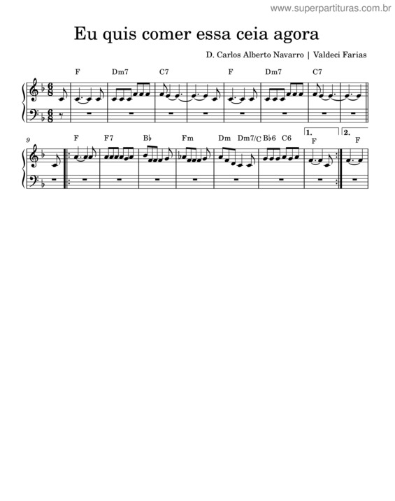 Partitura da música Eu Quis Comer Essa Ceia Agora