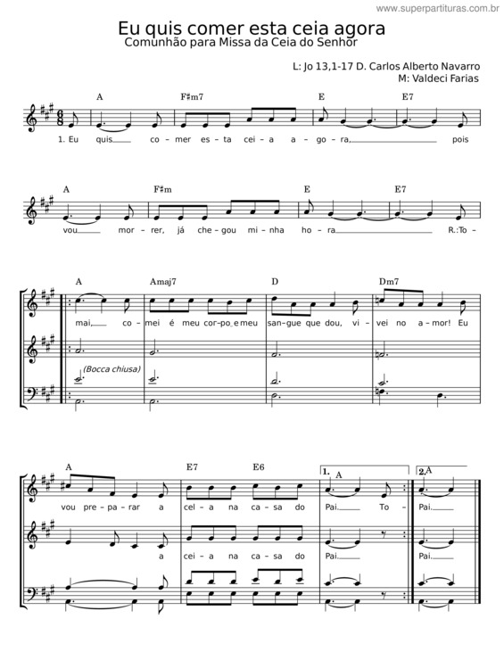 Partitura da música Eu Quis Comer Esta Ceia Agora