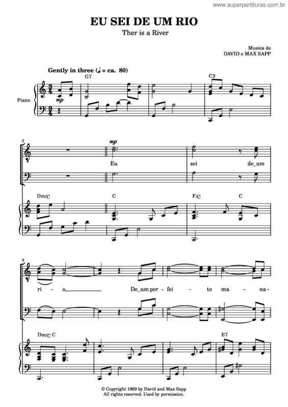 Partitura da música Eu Sei De Um Rio v.2