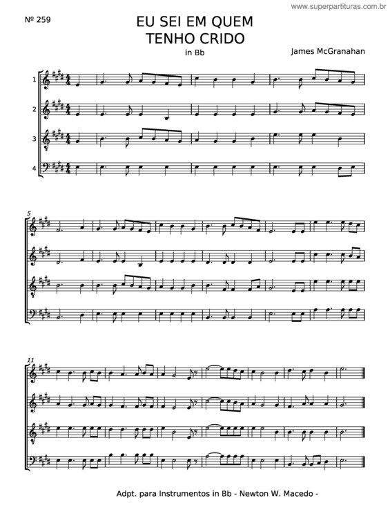 Partitura da música Eu Sei Em Quem Tenho Crido v.3