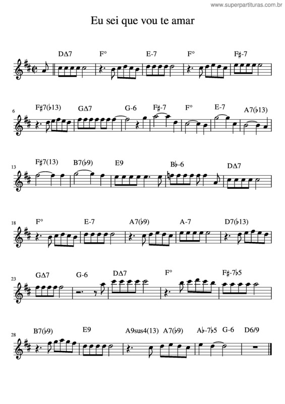 Partitura da música Eu Sei Que Vou Te Amar v.47