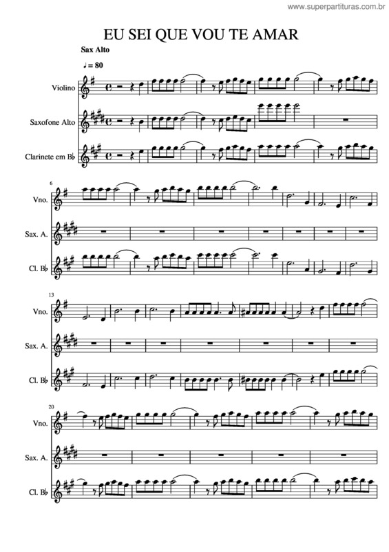 Partitura da música Eu Sei Que Vou Te Amar v.59