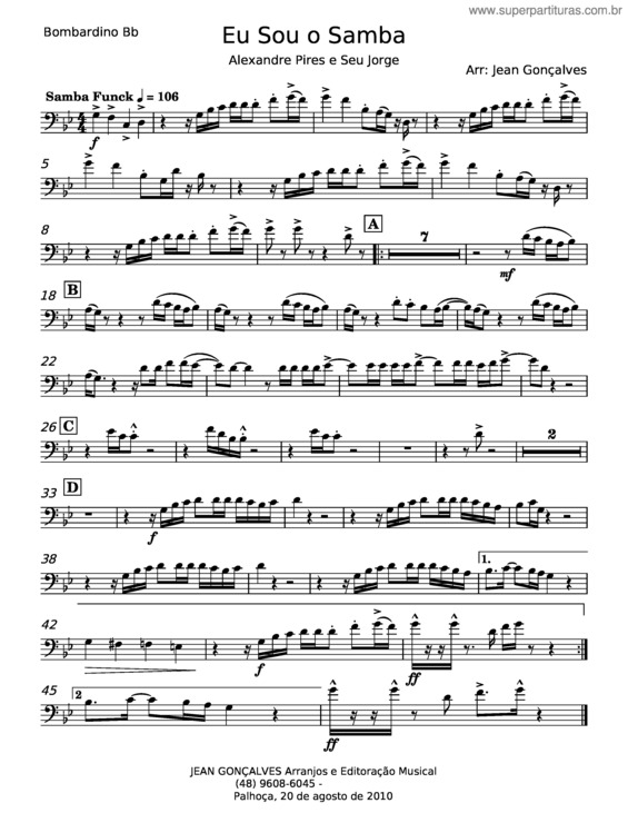 Partitura da música Eu Sou O Samba v.3