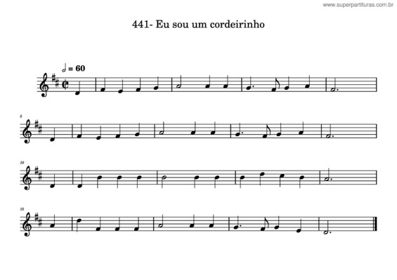 Partitura da música Eu Sou Um Cordeirinho