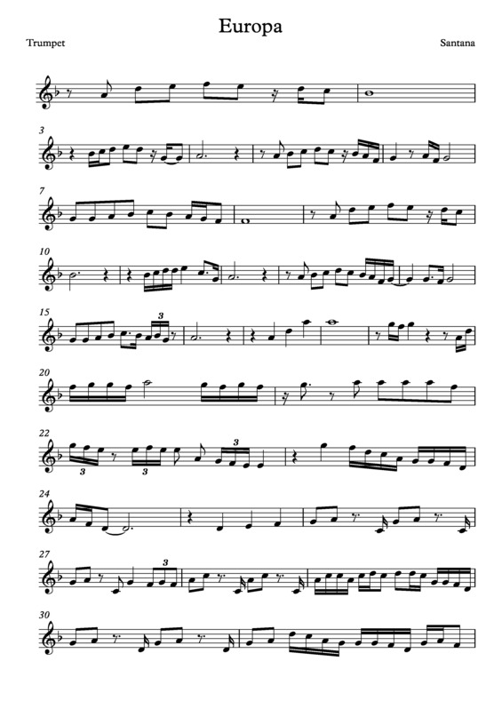 Partitura da música Europa v.9