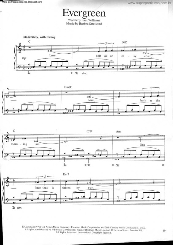 Partitura da música Evergreen v.6