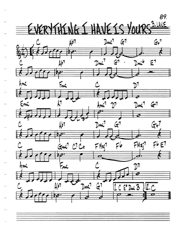 Partitura da música Everything I Have Is Your v.2