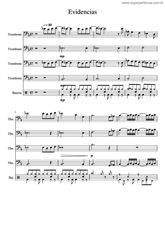 Partitura da música Evidencias v.13