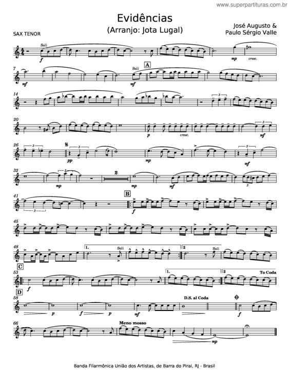 Partitura da música Evidencias v.20