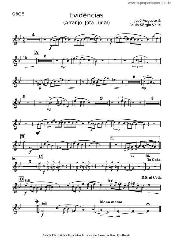 Partitura da música Evidencias v.24