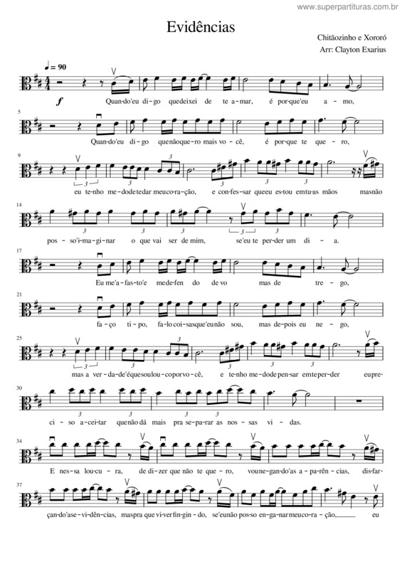 Partitura da música Evidências v.26