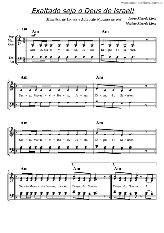 Partitura da música Exaltado Seja O Deus De Israel!