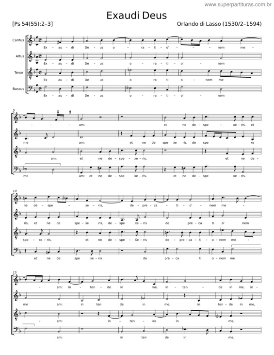 Partitura da música Exaudi Deus