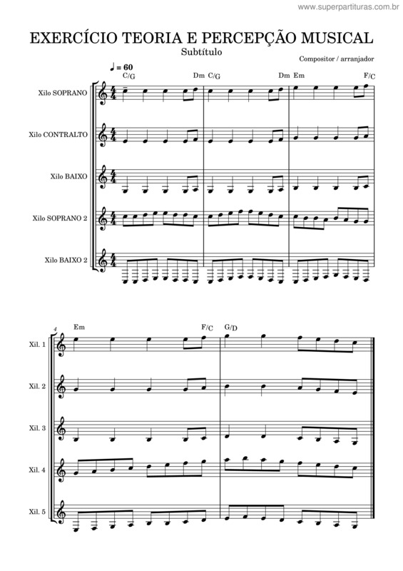 Partitura da música Exercício Teoria E Percepção Musical 2- Com Acordes