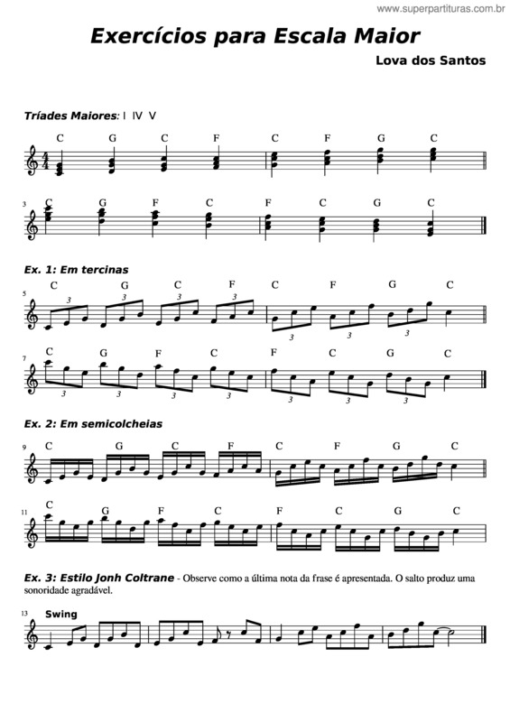 Partitura da música Exercícios Para Escala Maior