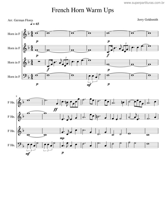 Partitura da música F Horn Warm Up