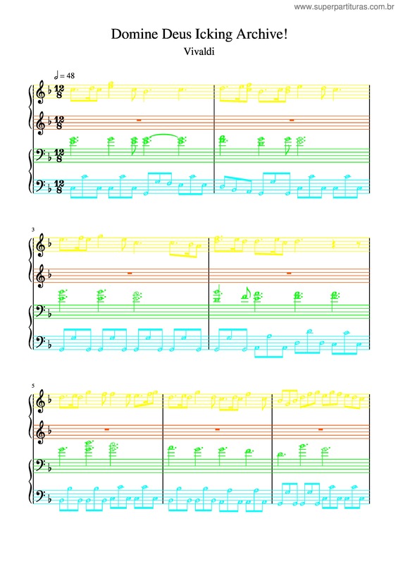 Partitura da música F Major Hard Tremolo Kahoot! Vivaldi Domine Deus Icking Archive