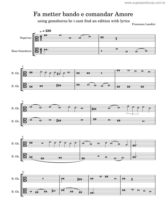 Partitura da música Fa Metter Bando Et Comandar Amore