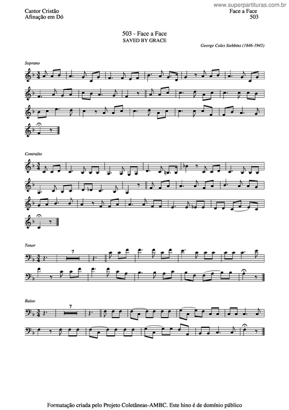 Partitura da música Face A Face v.6