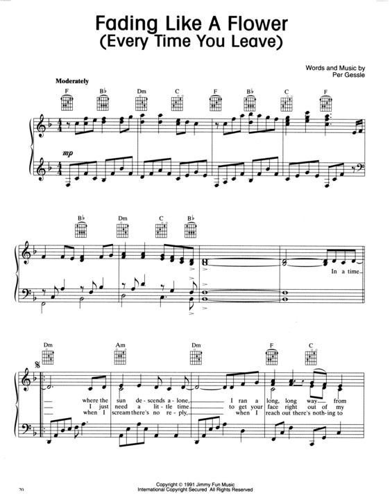 Partitura da música Fading Like A Flower v.3