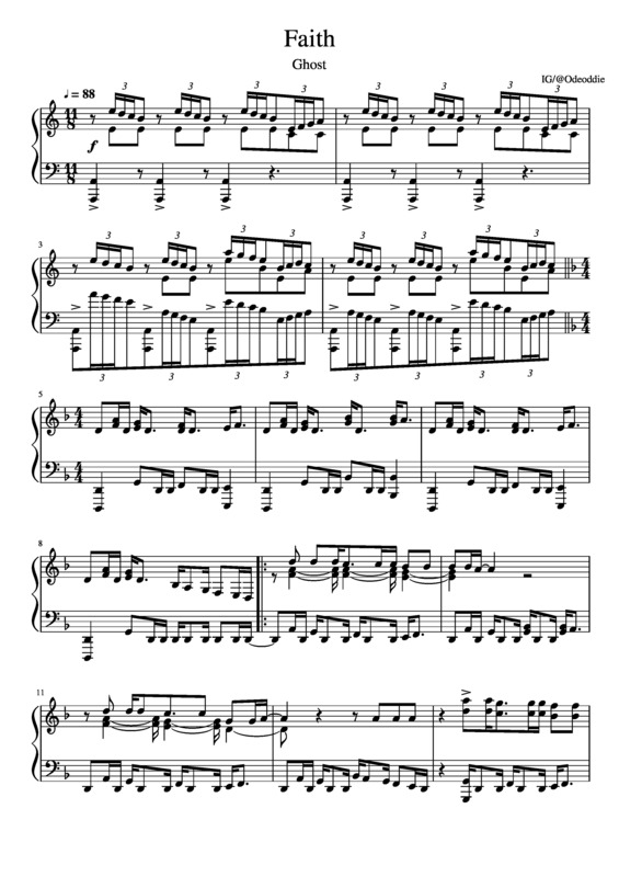 Partitura da música Faith v.4