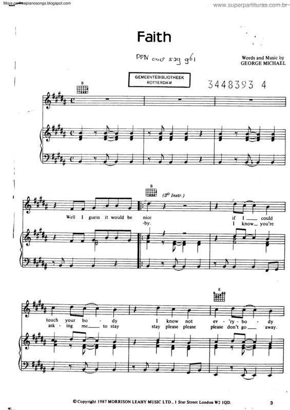 Partitura da música Faith v.6