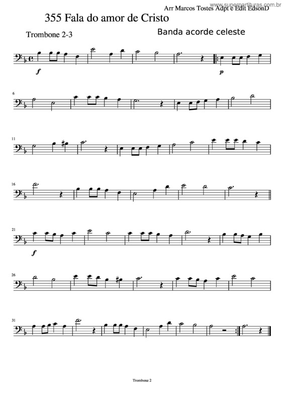 Partitura da música Fala Do Amor De Cristo v.2