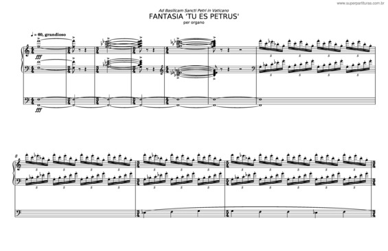 Partitura da música Fantasia `Tu Es Petrus`