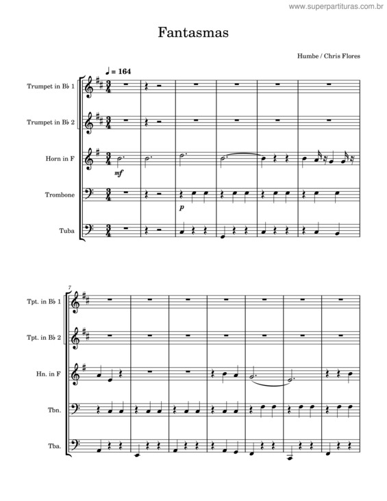 Partitura da música Fantasmas