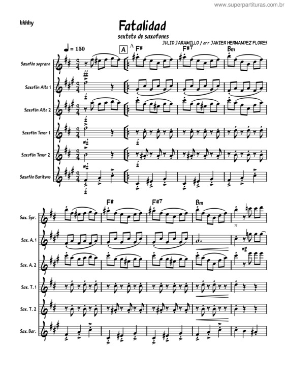 Partitura da música Fatalidad Sexteto De Saxofones