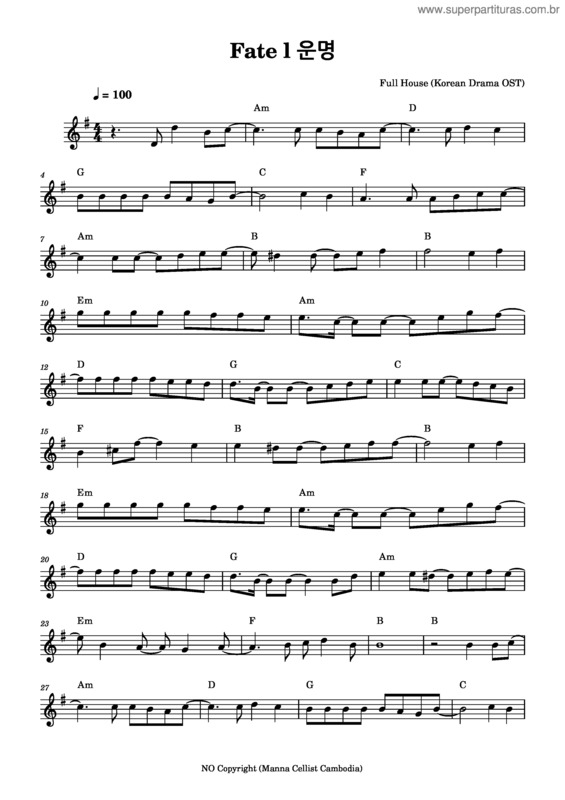 Partitura da música Fate