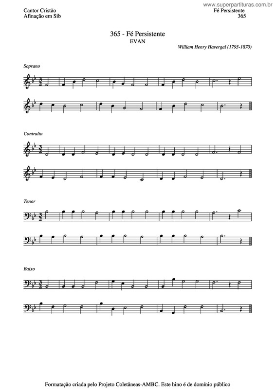 Partitura da música Fé Persistente v.3