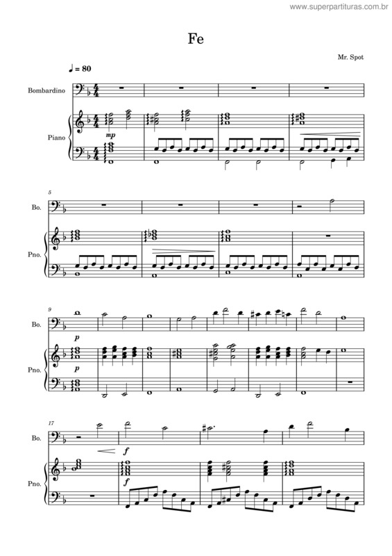 Partitura da música Fe v.10