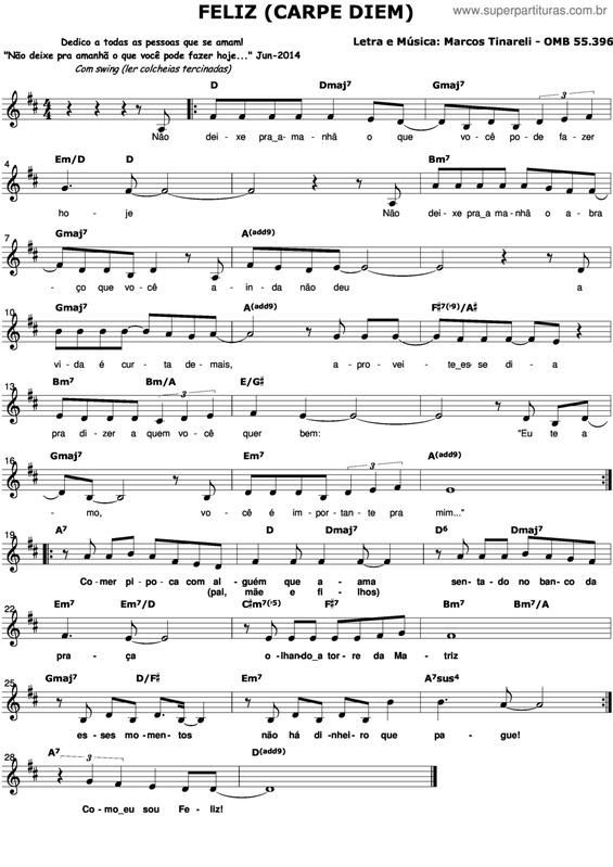 Partitura da música Feliz v.6