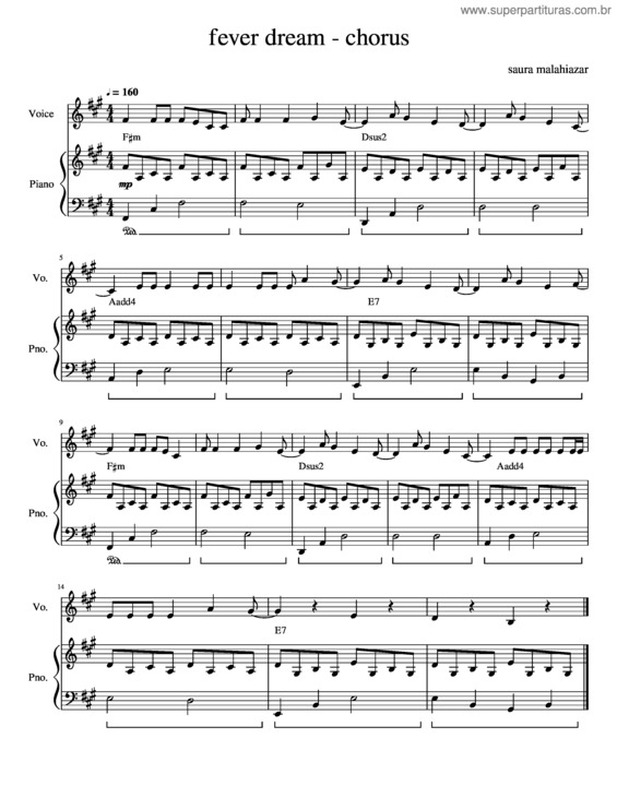 Partitura da música Fever Dreams